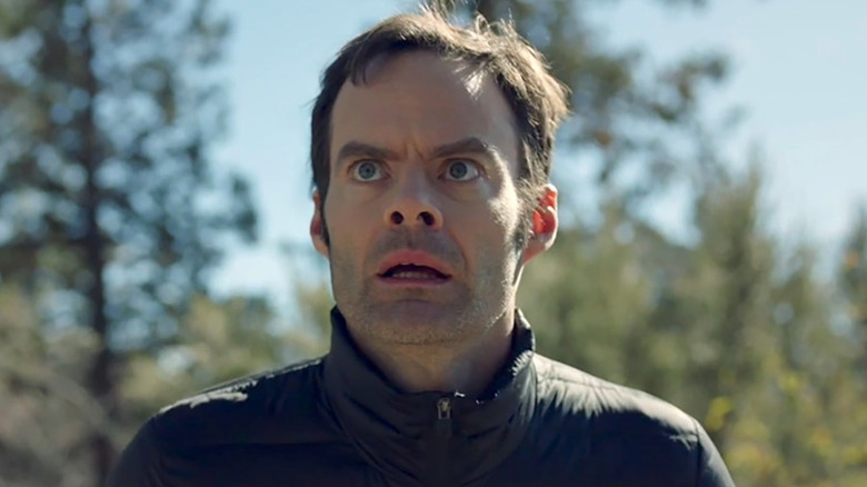 Bill Hader as Barry Berkman looks panicked in the woods in Barry