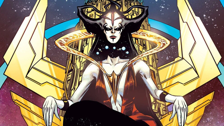 Perpetua sits on her throne in DC Comics