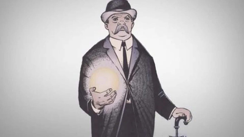 The Presence, in the form of a man with a mustache, holds a light in his hand in DC Comics
