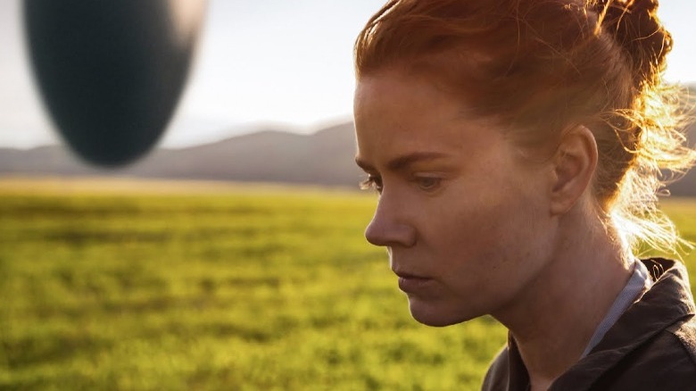 Amy Adams contemplates the alien craft