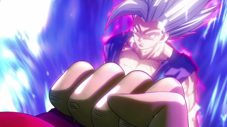 Beast Gohan takes a Cell Max punch without flinching in Dragon Ball Super: Super Hero