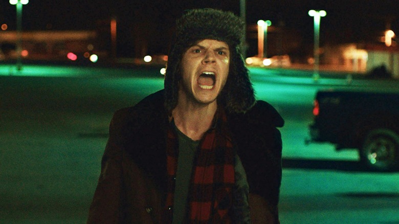 Evan Peters yelling parking lot