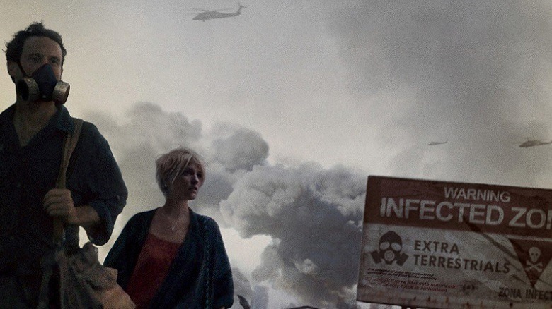 Two people wander through the infected zone