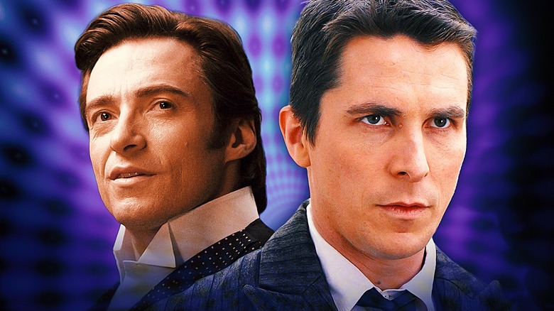 Hugh Jackman as Lord Caldlow and Christian Bale as Alfred Borden in The Prestige