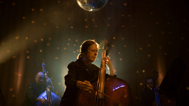 A woman in the orchestra in The Only Girl in the Orchestra