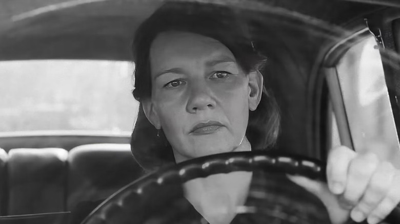 Erika driving a car in Fatherland