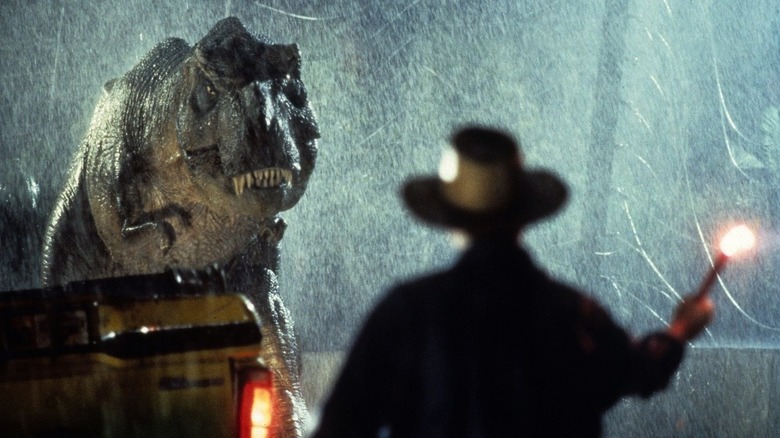 A dinosaur in JURASSIC PARK