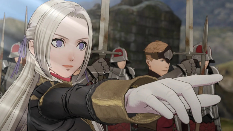 Edelgard leading her army in a cutscene from Fire Emblem Three Houses