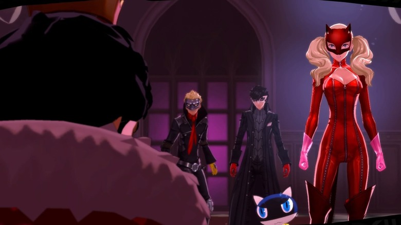 Ryuji, Joker, Morgana, and Ann facing an enemy in Persona 5
