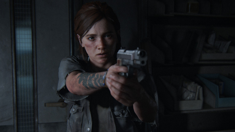 Ellie holding a gun in The Last of Us Part 2
