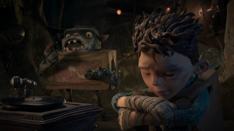 Eggs looking sad with boxtroll in The Boxtrolls