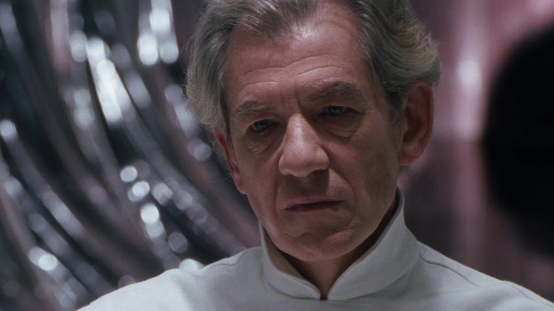 Ian McKellen as Magneto talking to Charles Xavier in his plastic prison at the end of X-Men