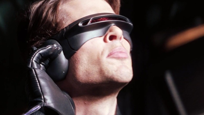 James Marsden as Cyclops getting ready to blast the Statue of Liberty in X-Men