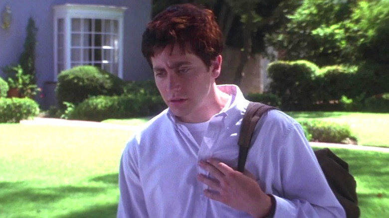 Donnie with a backpack outdoors in Donnie Darko