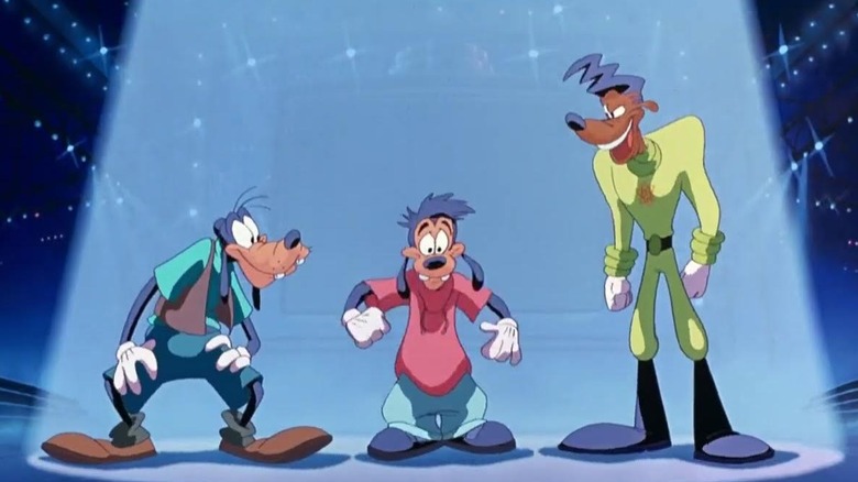 Goofy and Max dancing with Powerline in A Goofy Movie