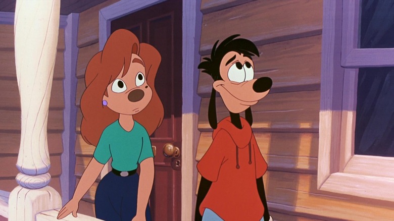 Roxanne and Goofy standing on the porch at the end of A Goofy Movie