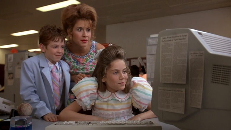 Buster, Petunia, and Joan Stupid looking at a computer in The Stupids