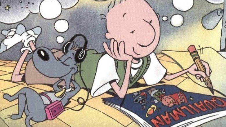 Doug Funnie drawing daydreaming with dog