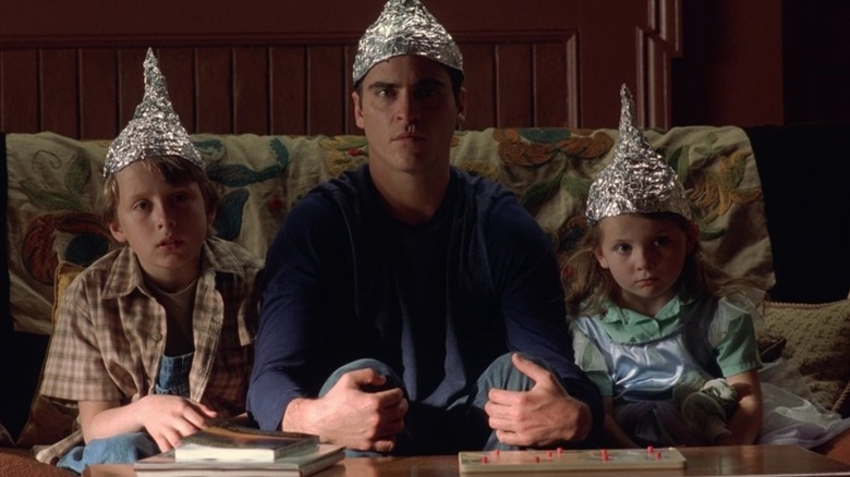 Meryl, Morgan, and Bo wearing tinfoil hats