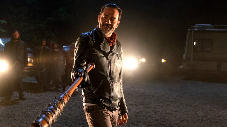 The Walking Dead, Negan waving his bat Lucille around. He's about to kill someone in Rick's crew