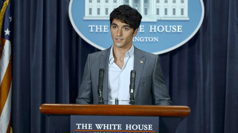 Alex delivering a speech in Red White & Royal Blue