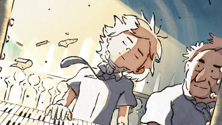Christophe tilting his head as he plays the organ in Iron Boy