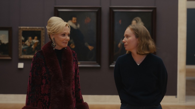 Deborah and Ava in the Louvre looking at each other on Hacks