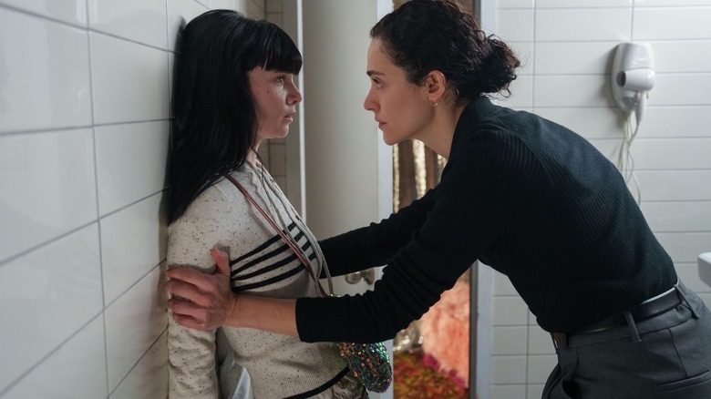 Alice confronting Catherine in a bathroom on Furious