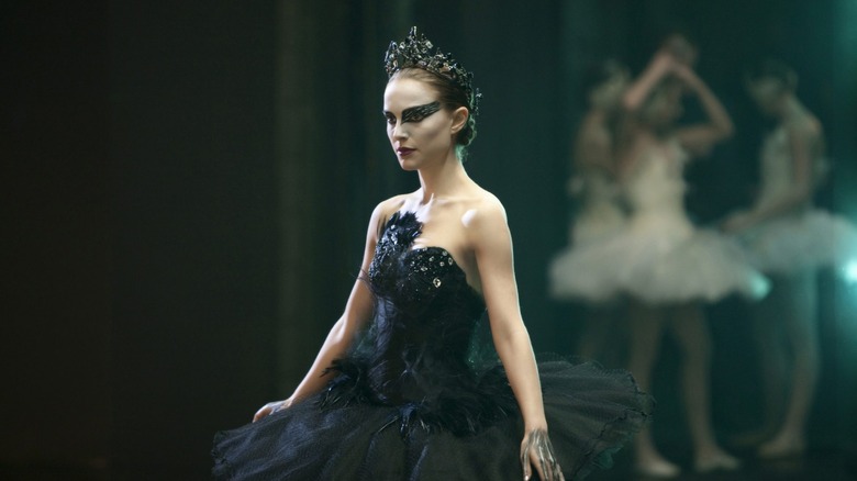 Nina in the Black Swan costume onstage in Black Swan