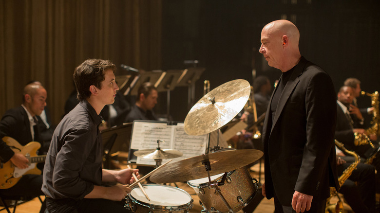Andrew and Fletcher talking during practice in Whiplash