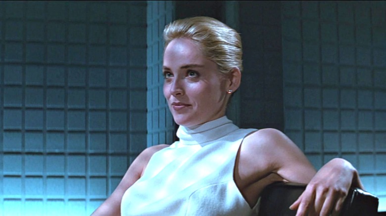 Catherine Tramell looking smug and confident in Basic Instinct