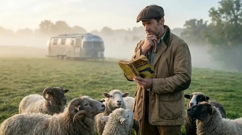 George reading to his sheep in The Sheep Detectives