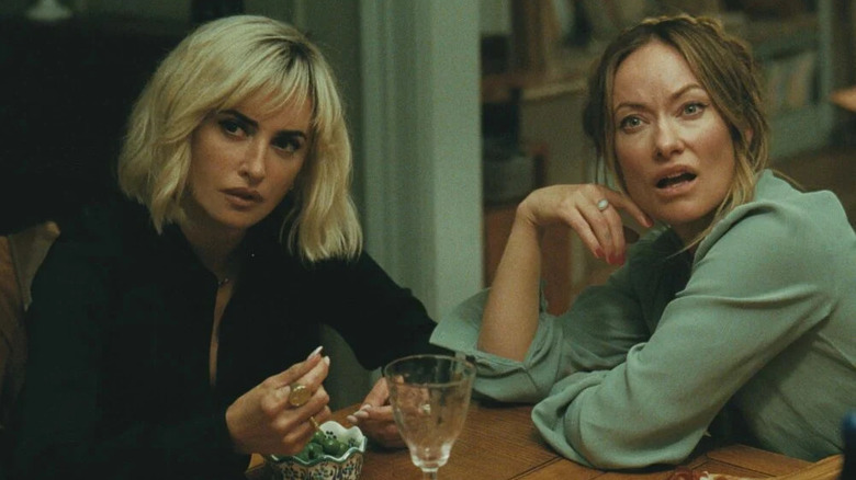 Pina and Angela looking horrified in The Invite