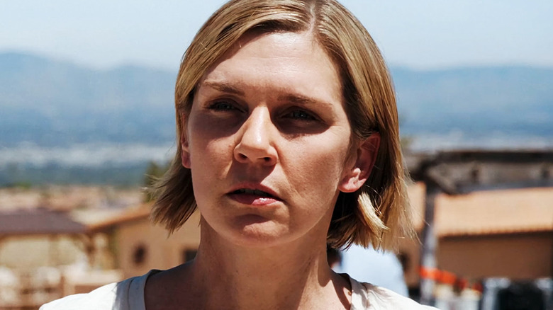 Rhea Seehorn's Carol Sturka looking shocked and sad on Pluribus