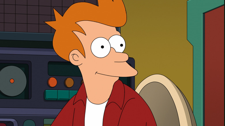 Billy West's Philip J Fry is seen in closeup in Futurama