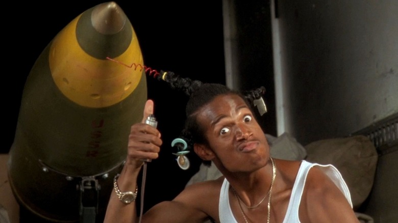 Marlon Wayans as Loc Dog threatens his rivals with a stolen Soviet nuclear missile in Don't Be a Menace to South Central While Drinking Your Juice in the Hood