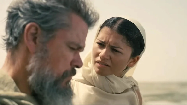 Athena looking at Odysseus in The Odyssey