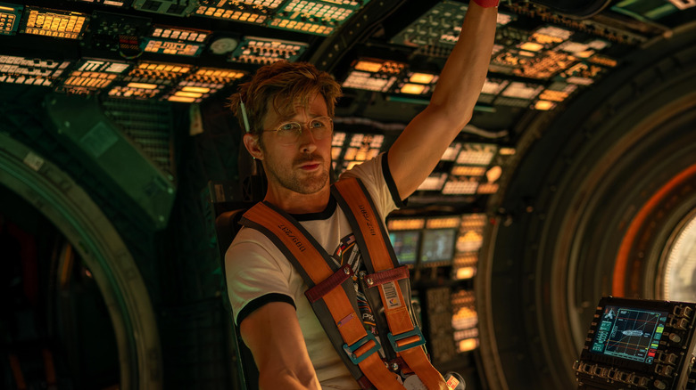 Ryan Gosling as Ryland in the cockpit of the ship in Project Hail Mary