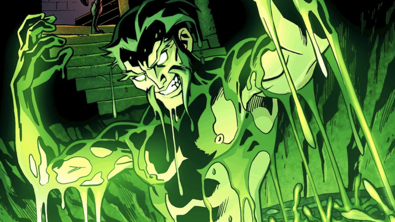 Young Justice comic cover, Ra's al Ghul rising out of the Lazarus Pit