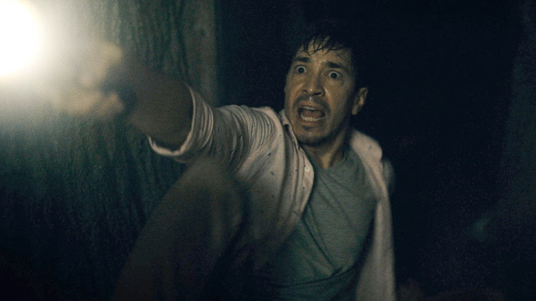 AJ scared in the basement of Barbarian