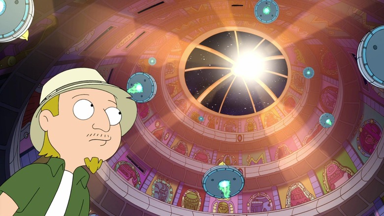 Jeff looking up at the inside of a spaceship on American Dad!