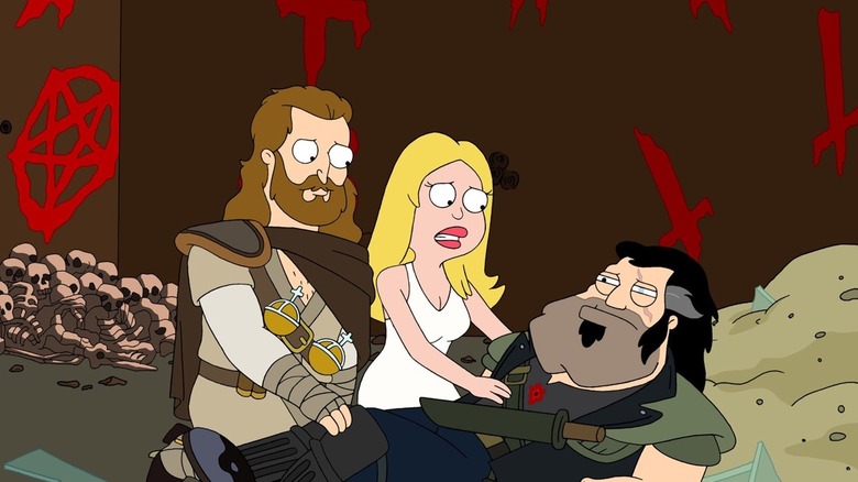 Jesus, Francine, and Stan in an apocalyptic setting on American Dad!