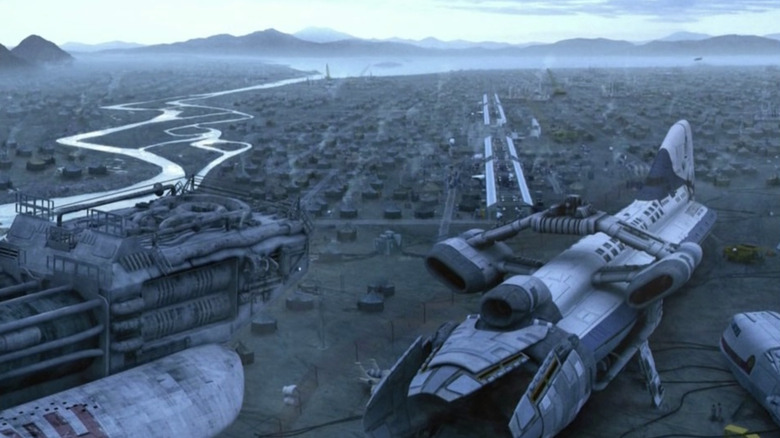 Battlestar Galactica establishing shot of New Caprica