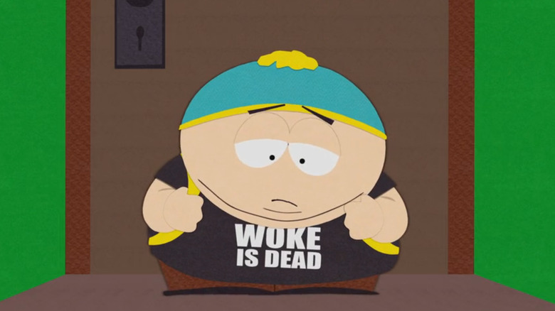 South Park, Cartman looking sad in his "Woke is Dead" t-shirt