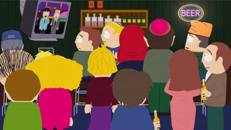 South Park, the town watching in horror after Randy says the N word on live TV
