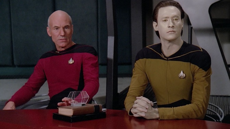 Picard and Data at a desk in Star Trek: The Next Generation