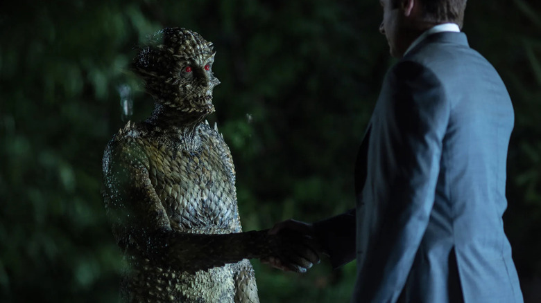 The Were-Monster shaking Mulder's hand on The X-Files