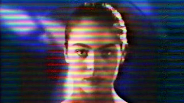 A closeup of Eve Edison from Mann & Machine