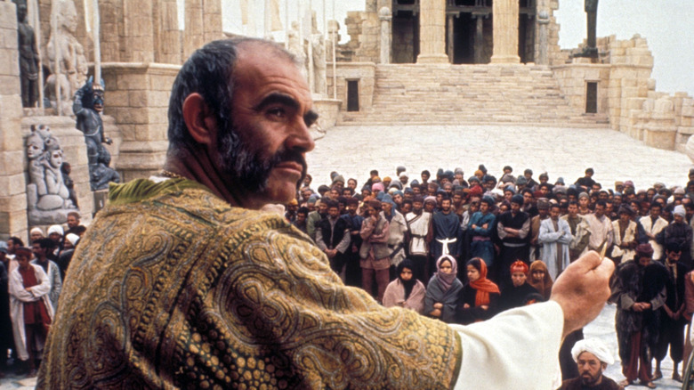 Daniel Dravot posing as a king in The Man Who Would Be King