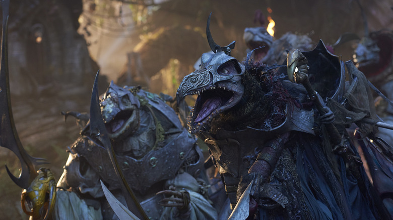 A group of Skeksis armored and looking for a fight in The Dark Crystal: Age of Resistance